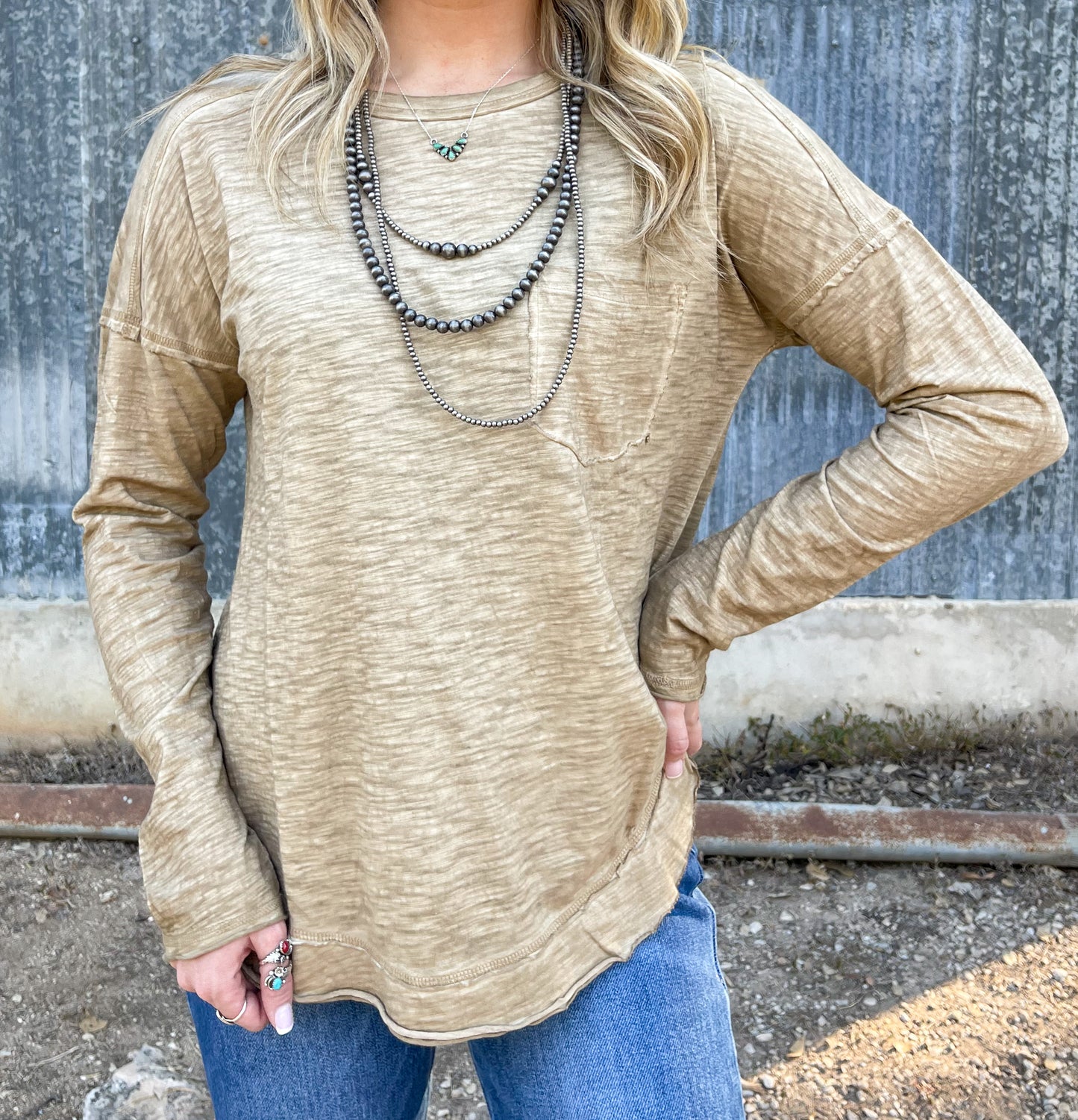 The Jessie Long Sleeve *Taupe