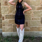Vintage Boot Stitch Mini Dress *Black