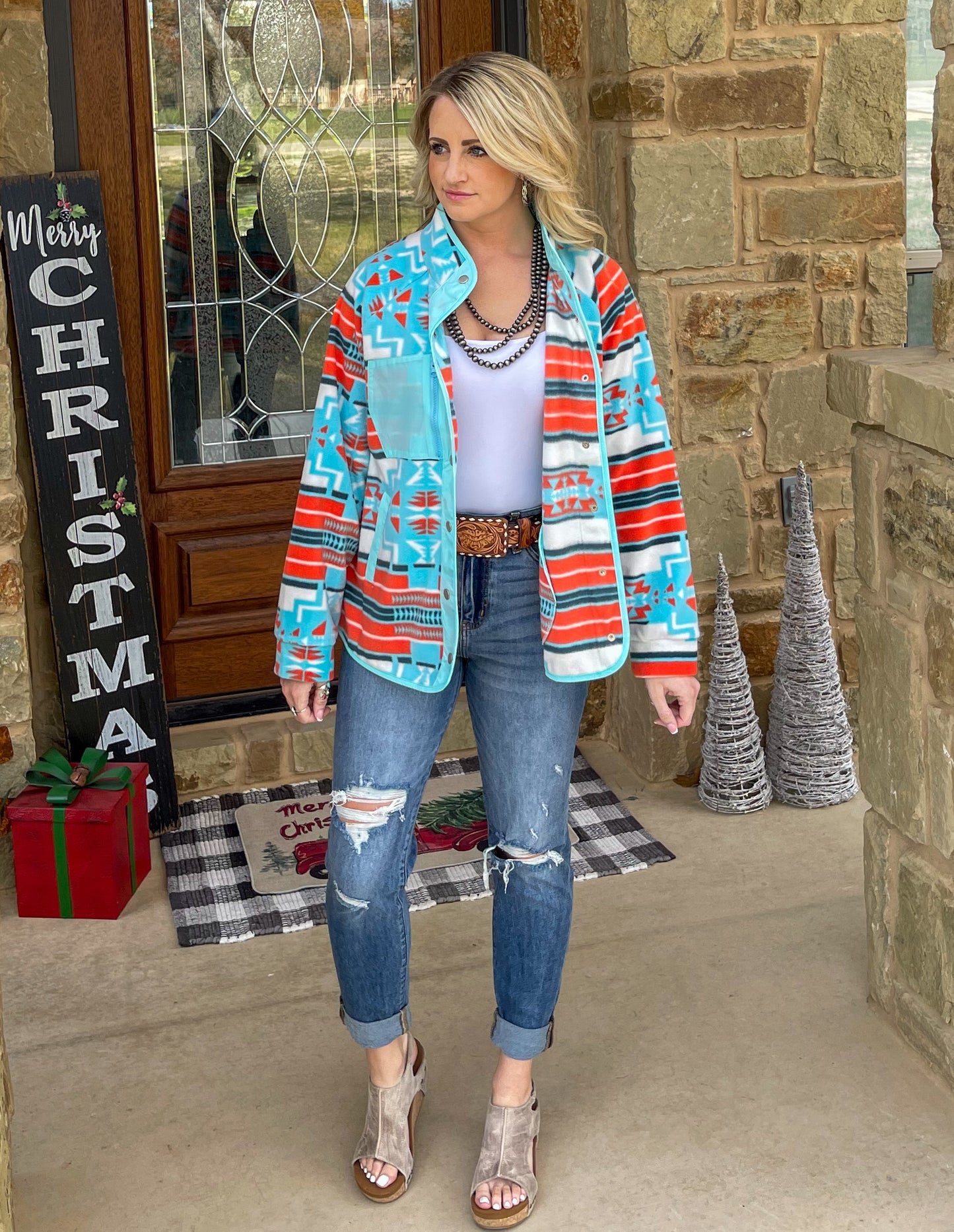 Tess Jacket in Aqua Orange