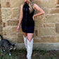 Vintage Boot Stitch Mini Dress *Black