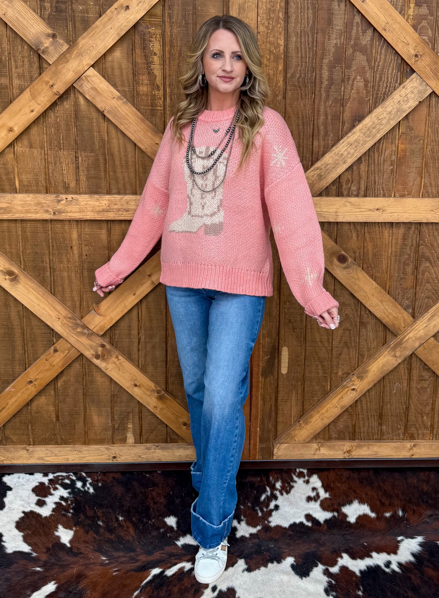 Rodeo Boots Sweater *Coral