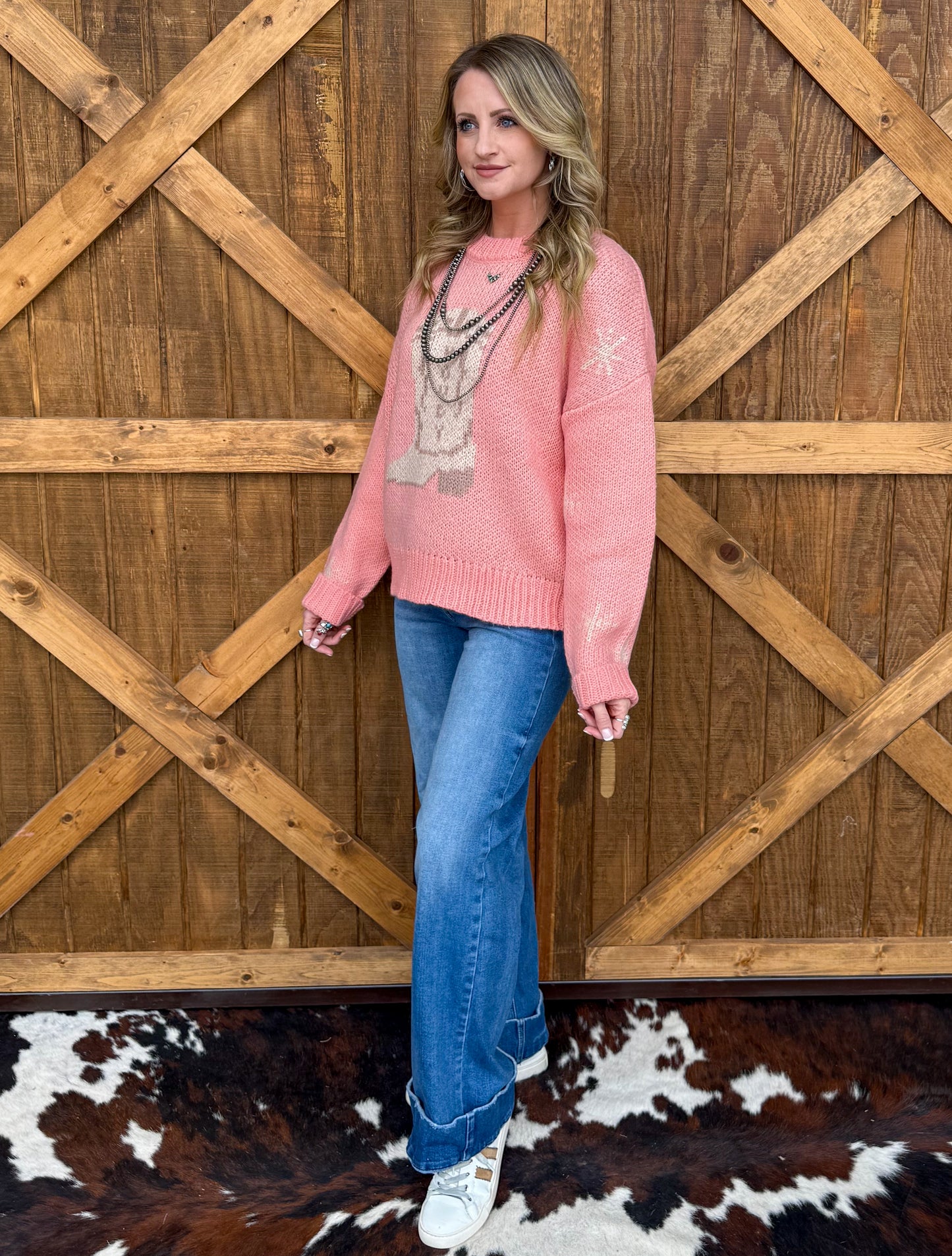 Rodeo Boots Sweater *Coral