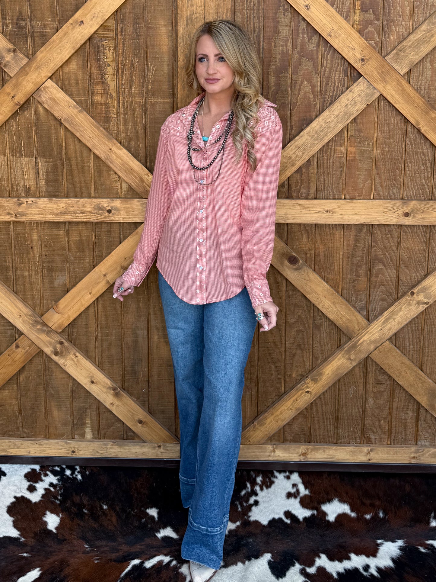 Red Rodeo Pearl Snap Top