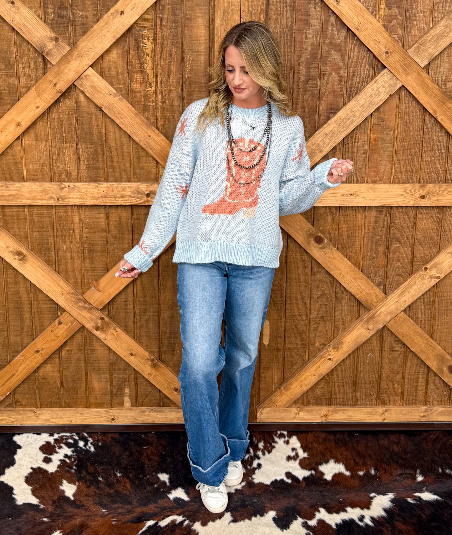 Rodeo Boots Sweater *Sky