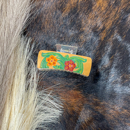 Floral Tooled Claw Clip