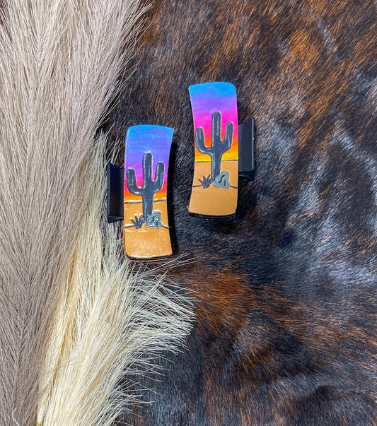 Cactus Scene Claw Clip