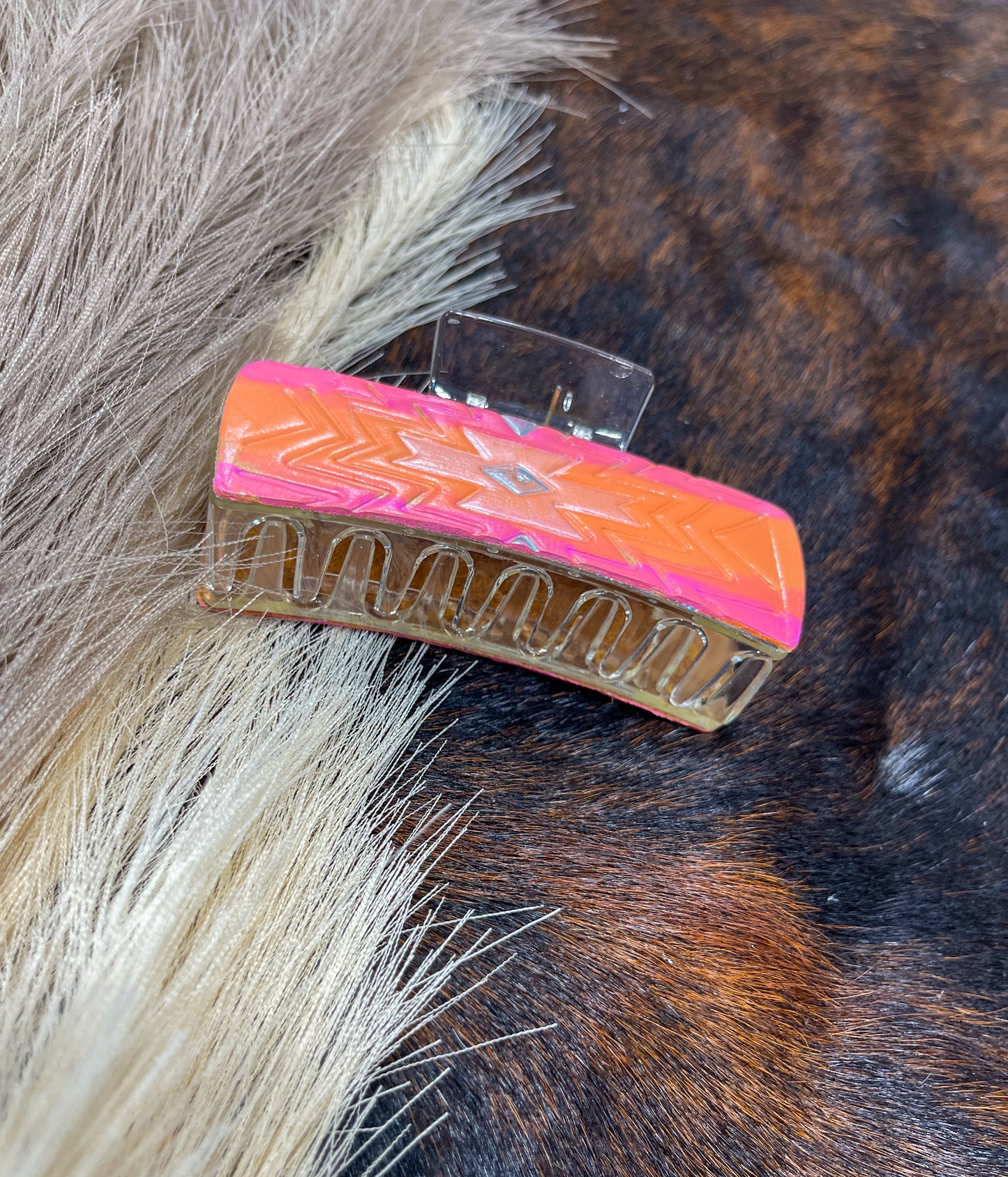 Pink Aztec Claw Clip