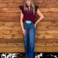Bella Embroidered Blouse *Burgundy