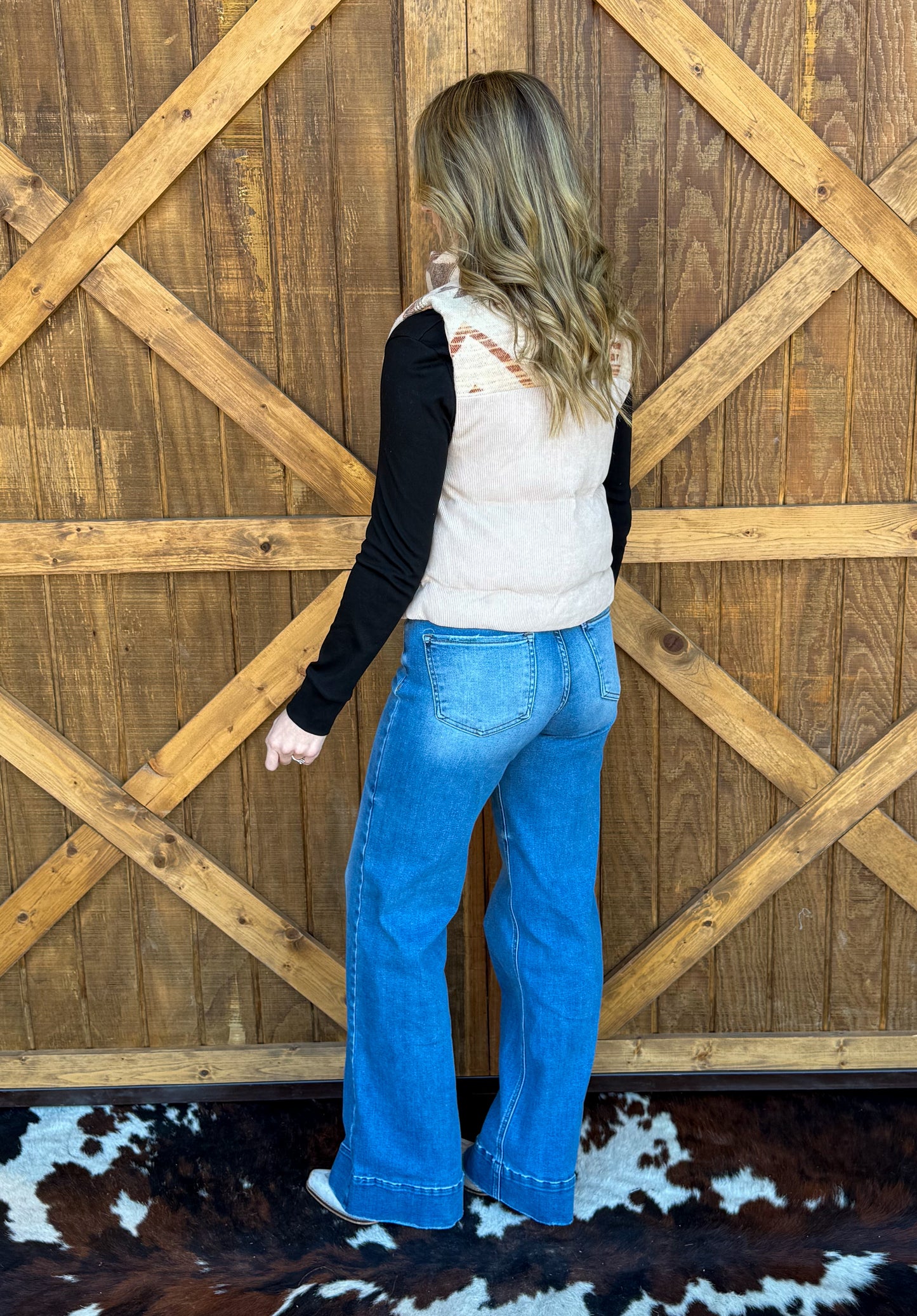 Western Aztec Puffer Vest *Taupe