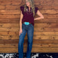 Bella Embroidered Blouse *Burgundy