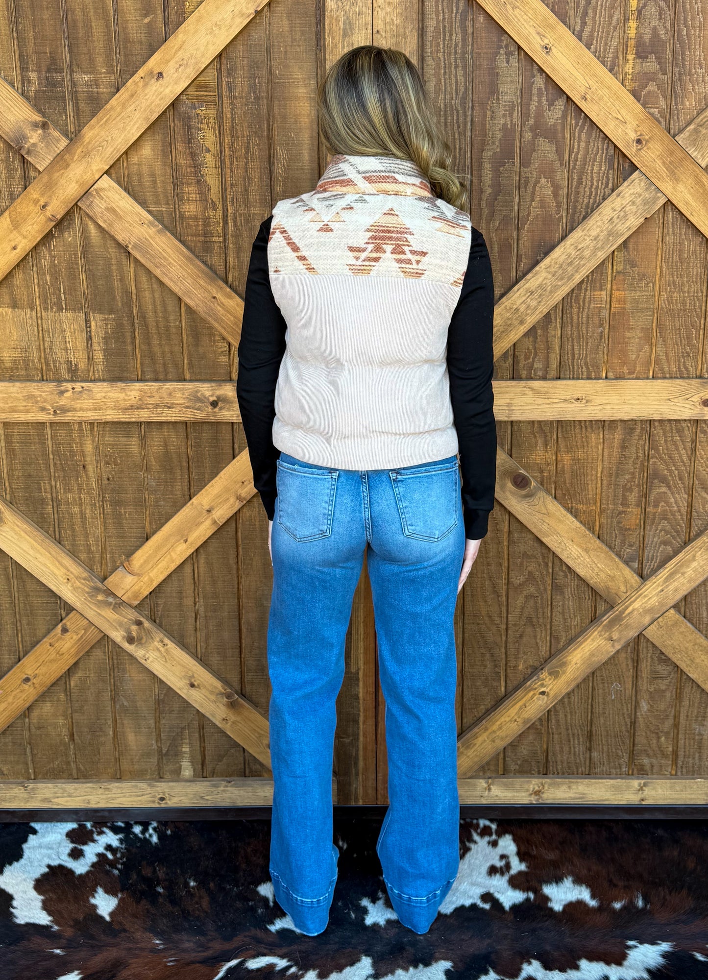 Western Aztec Puffer Vest *Taupe