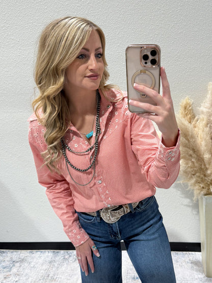 Red Rodeo Pearl Snap Top