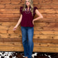 Bella Embroidered Blouse *Burgundy