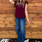 Bella Embroidered Blouse *Burgundy