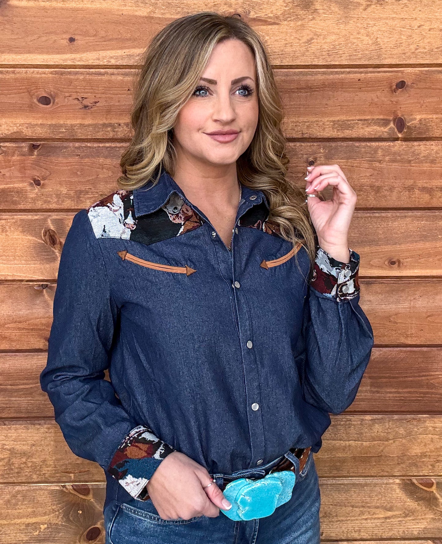 Wild Horses Pearl Snap Top