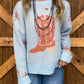Rodeo Boots Sweater *Sky