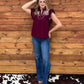 Bella Embroidered Blouse *Burgundy