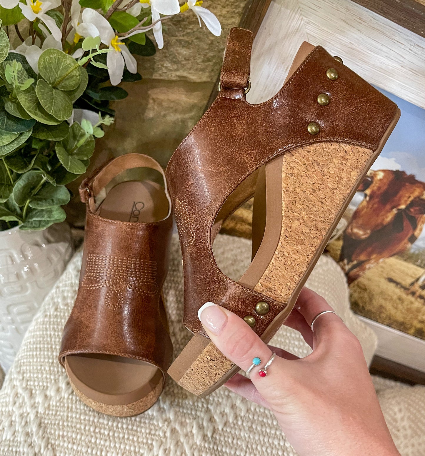 Carley Saddle Wedges by Corkys