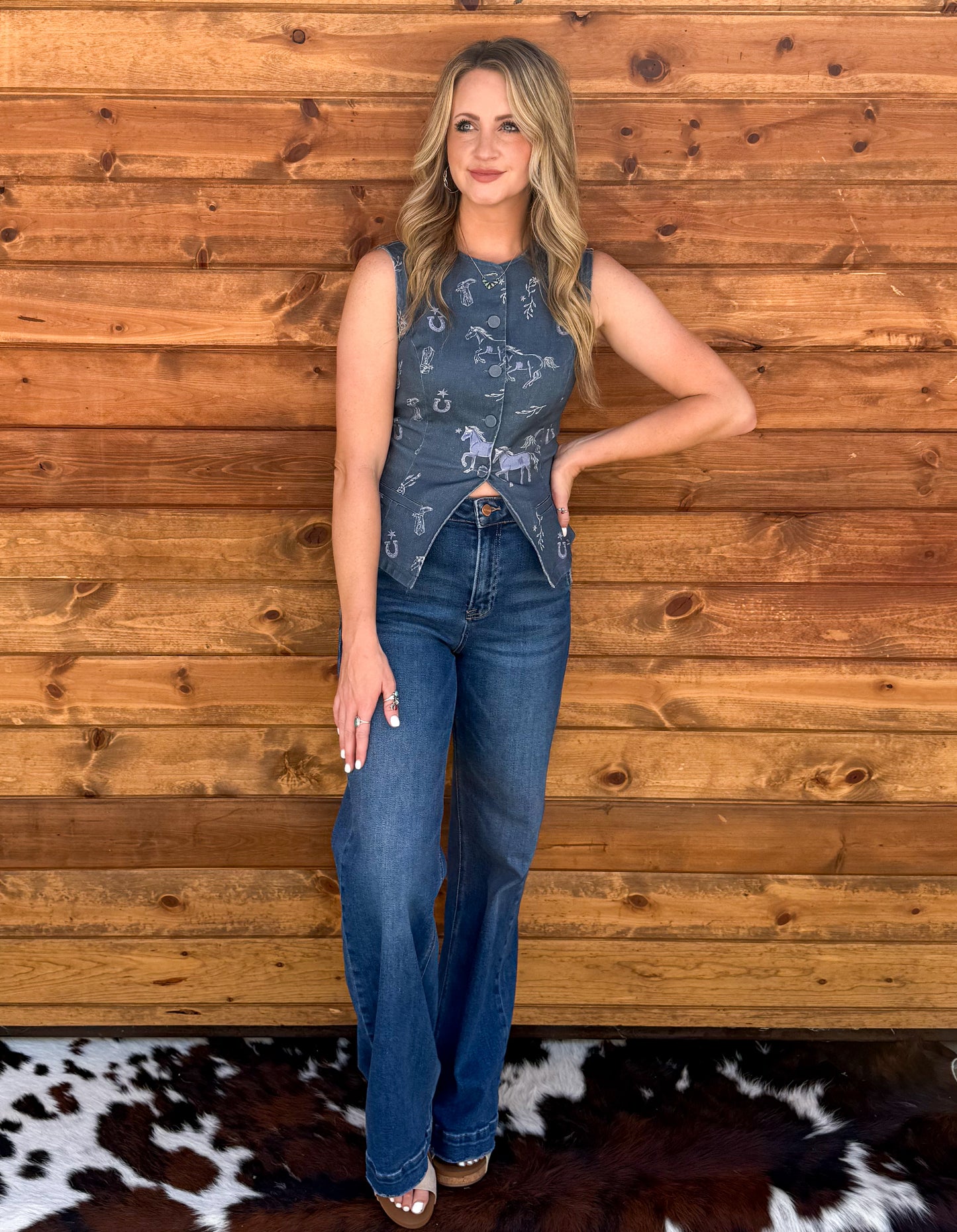 Free Horses Button-Up Tank
