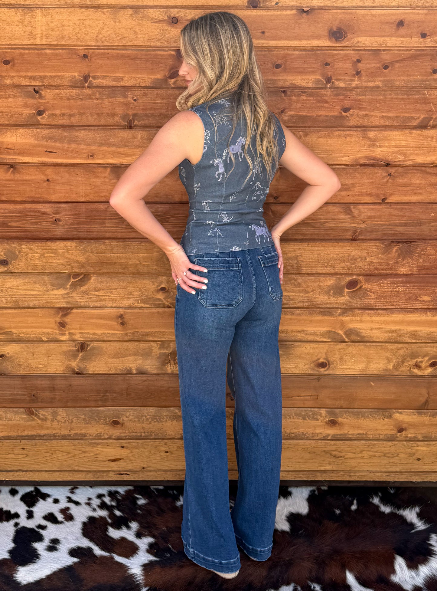 Free Horses Button-Up Tank