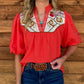 Western Embroidered Blouse *Orange