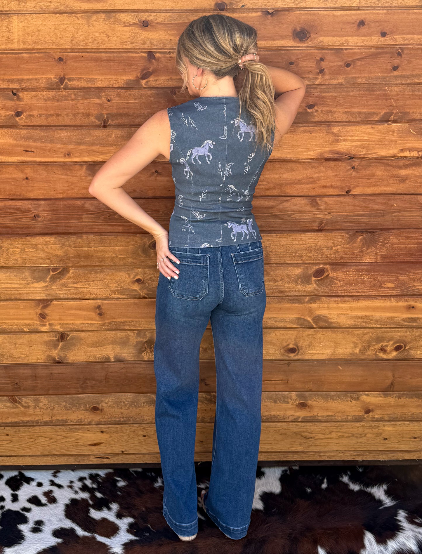 Free Horses Button-Up Tank