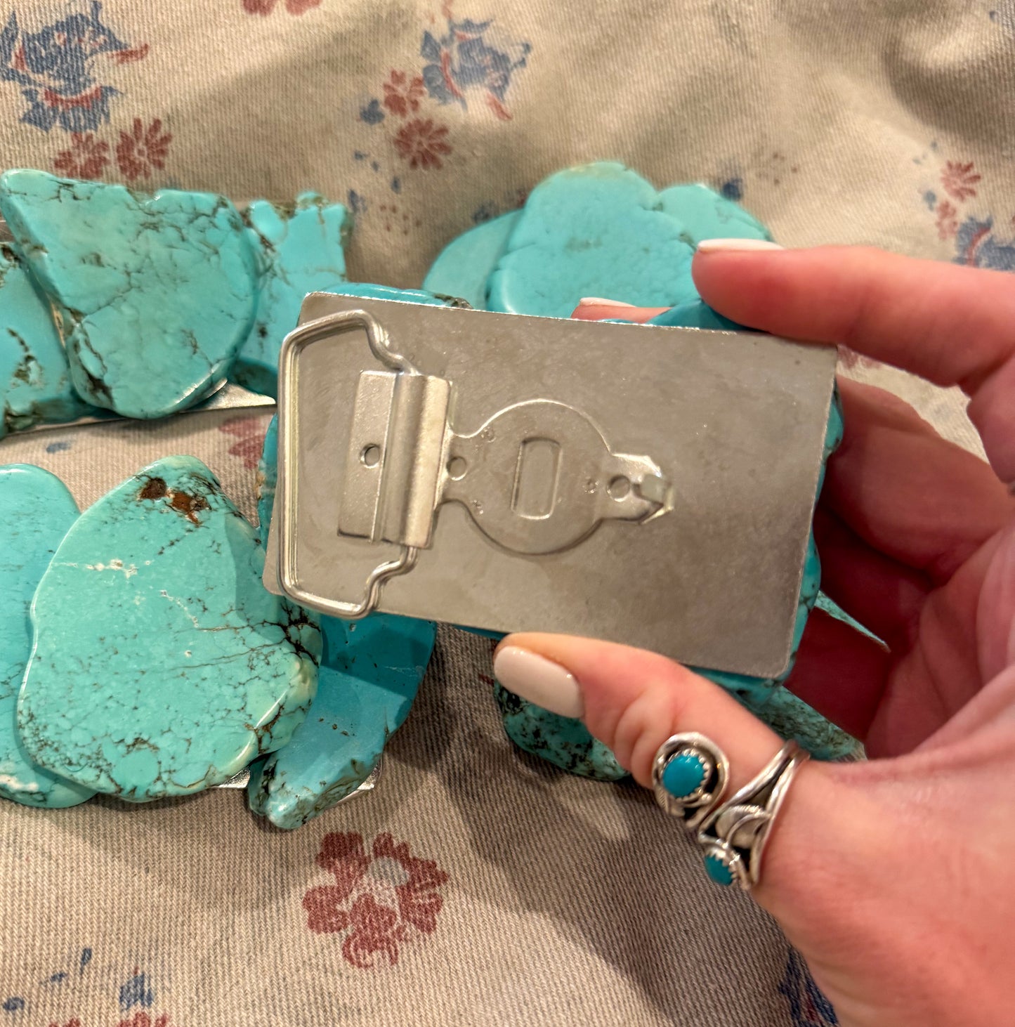 Turquoise Slab Small Belt Buckle