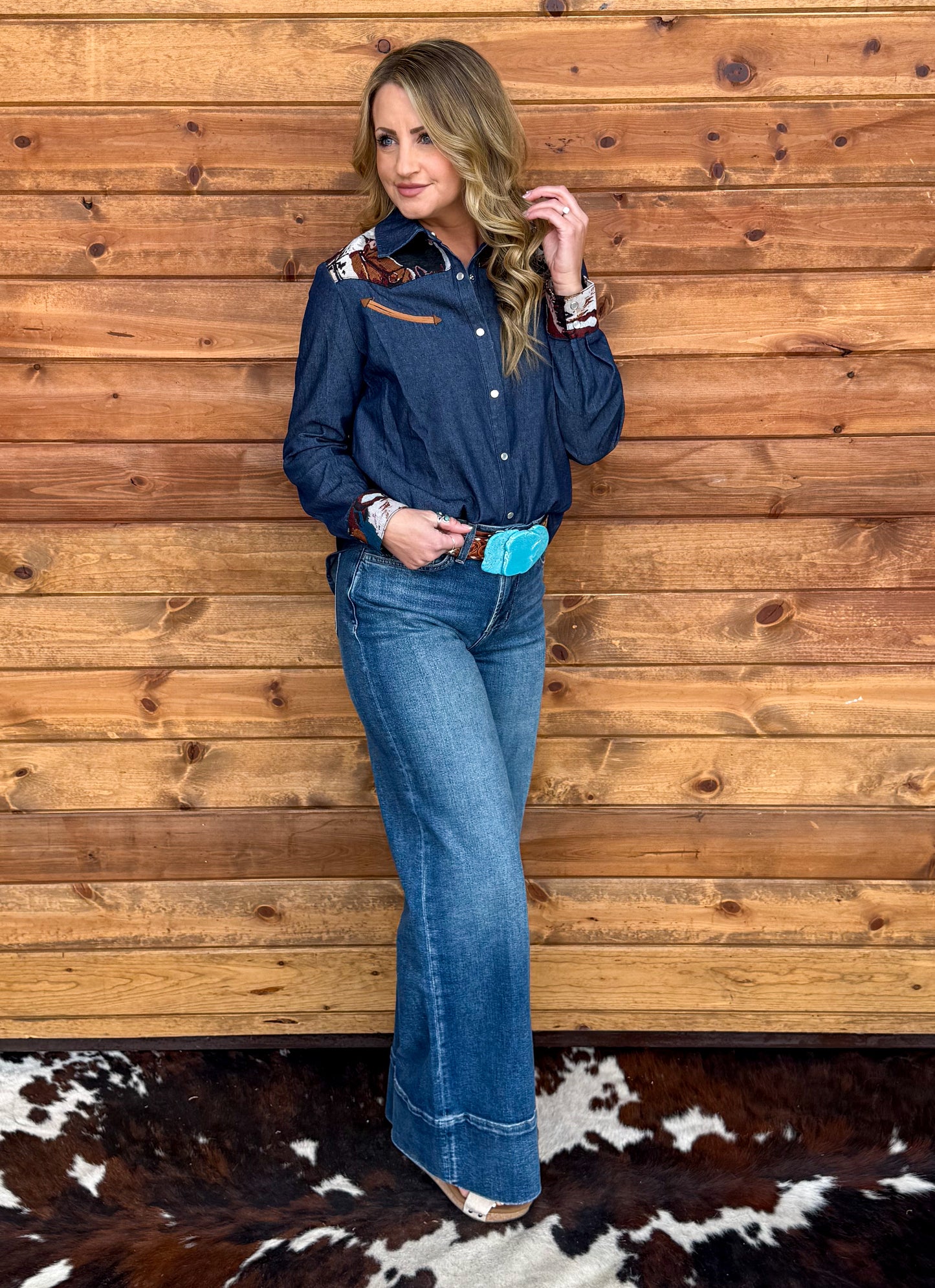 Wild Horses Pearl Snap Top