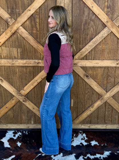 Western Aztec Puffer Vest *Mauve
