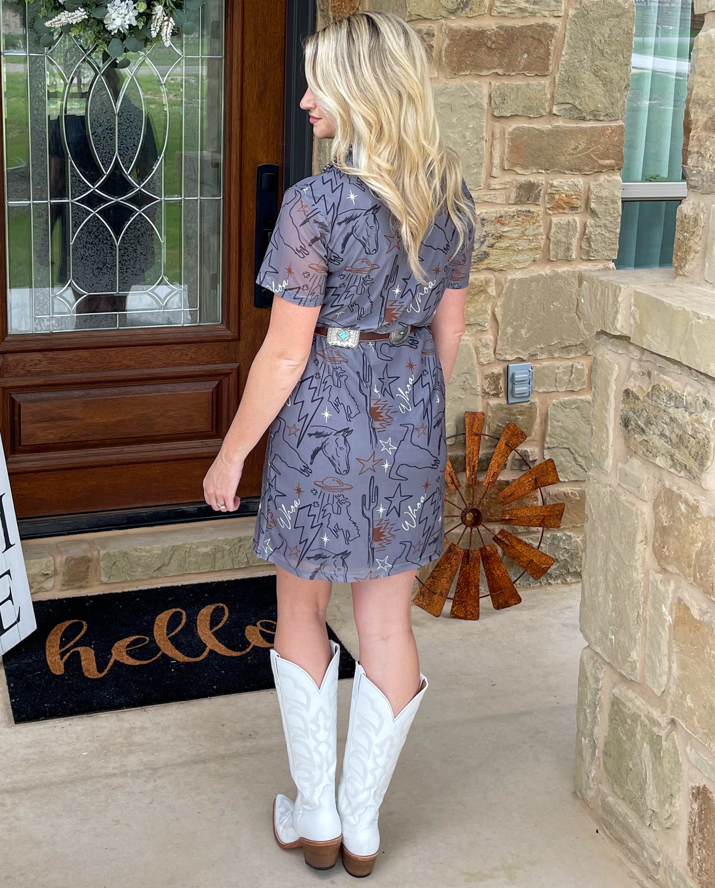 Cosmic Cowtown Mesh Dress