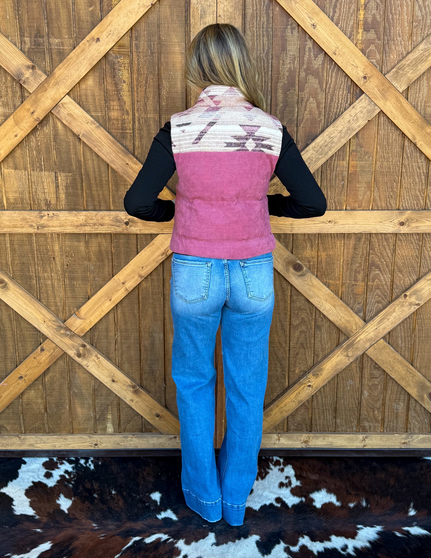 Western Aztec Puffer Vest *Mauve