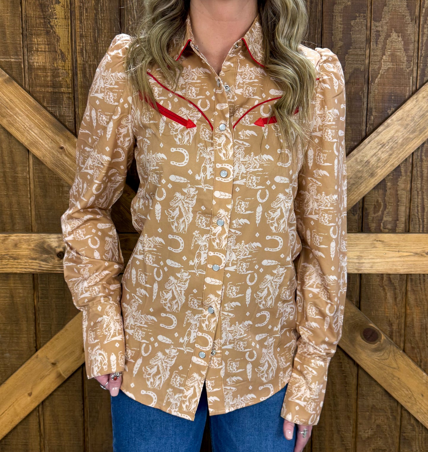Cowboy Feather Pearl Snap