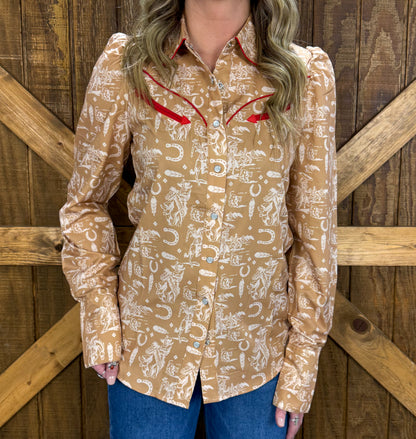 Cowboy Feather Pearl Snap