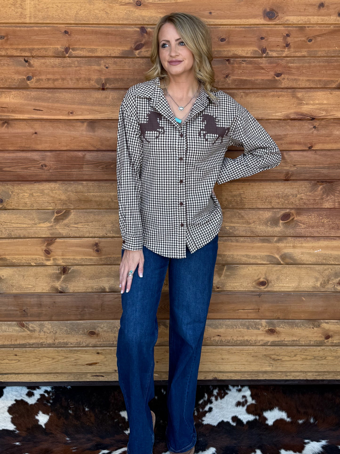 Western Horse Button-Up
