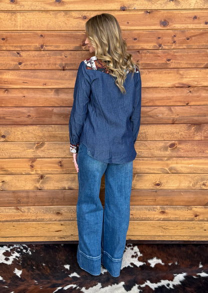 Wild Horses Pearl Snap Top