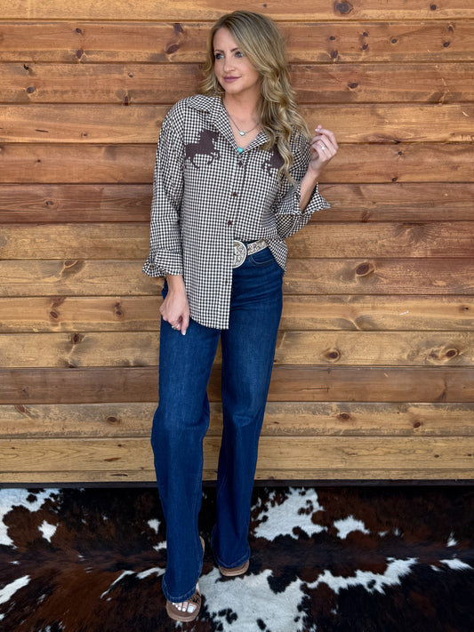 Western Horse Button-Up