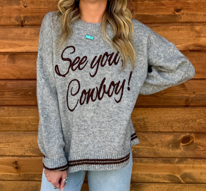 See You Cowboy Sweater *Grey