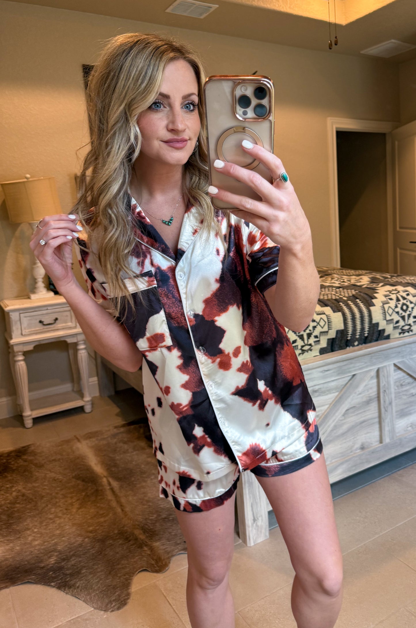 Cow Print Pajama Set