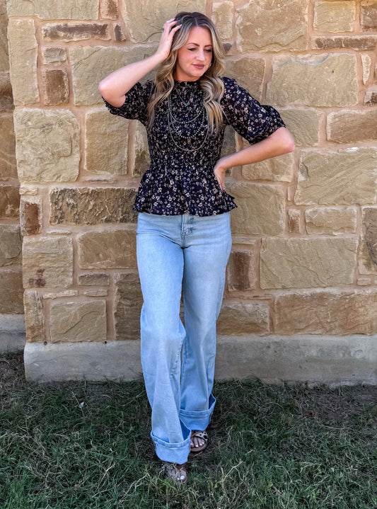 Fancy Midnight Floral Blouse