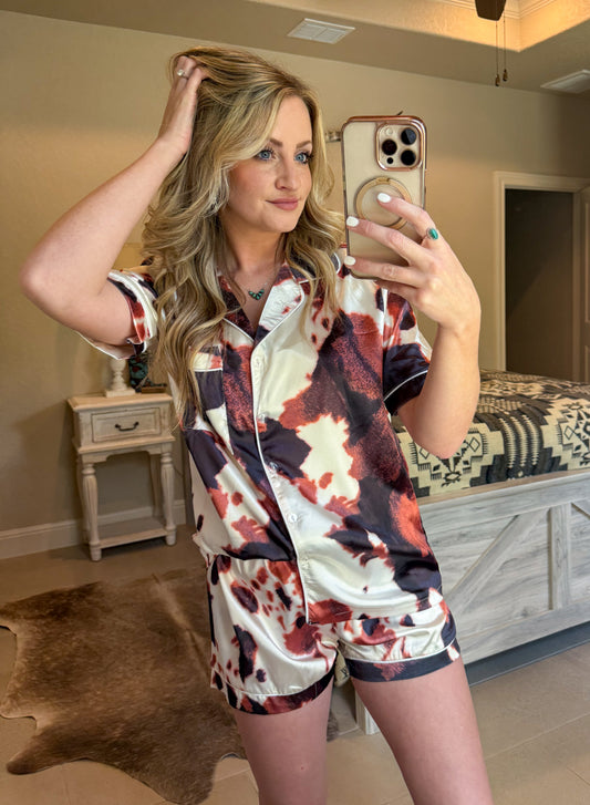 Cow Print Pajama Set