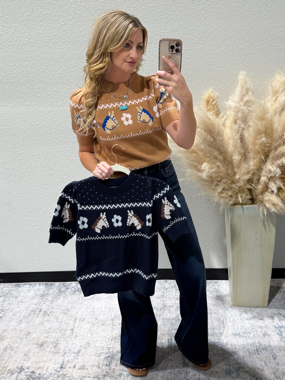 Fancy Horses Blouse * Taupe