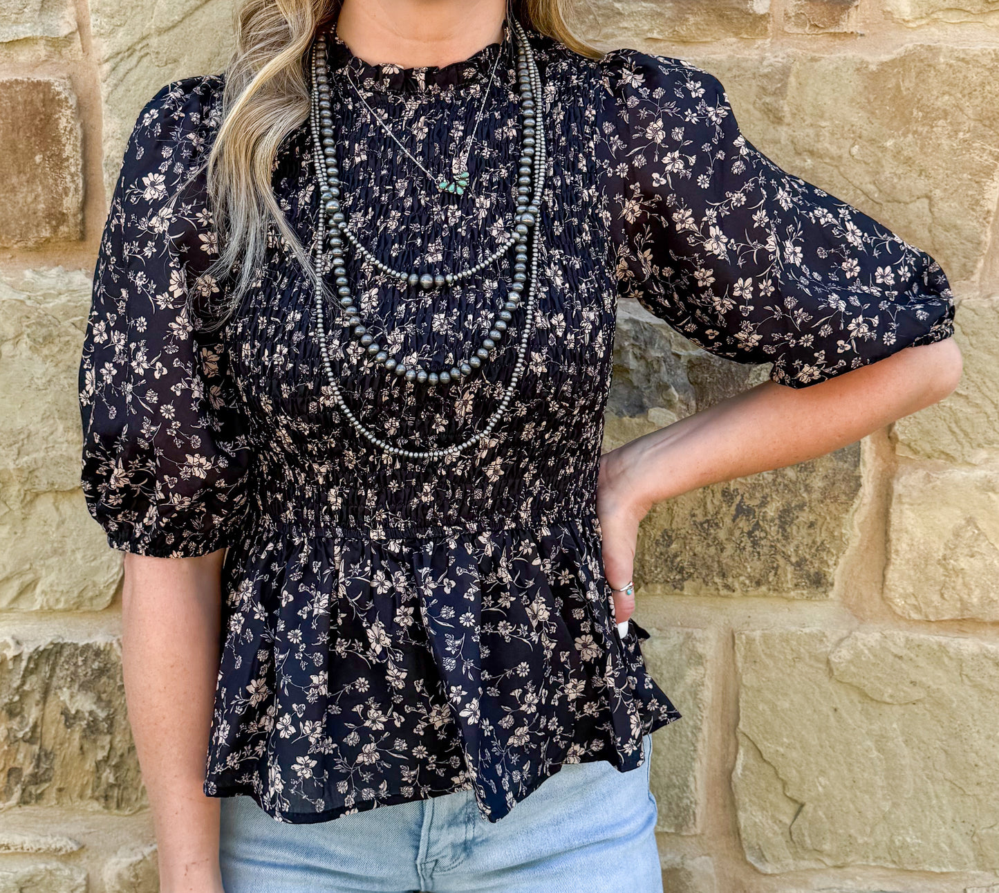 Fancy Midnight Floral Blouse