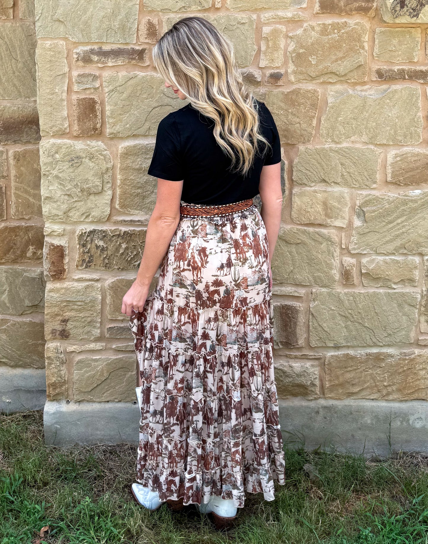 Cowboy Mesh Ruffle Skirt