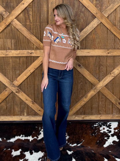 Fancy Horses Blouse * Taupe