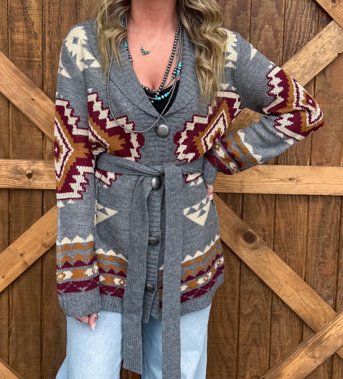 Aztec Mountain Belted Cardigan