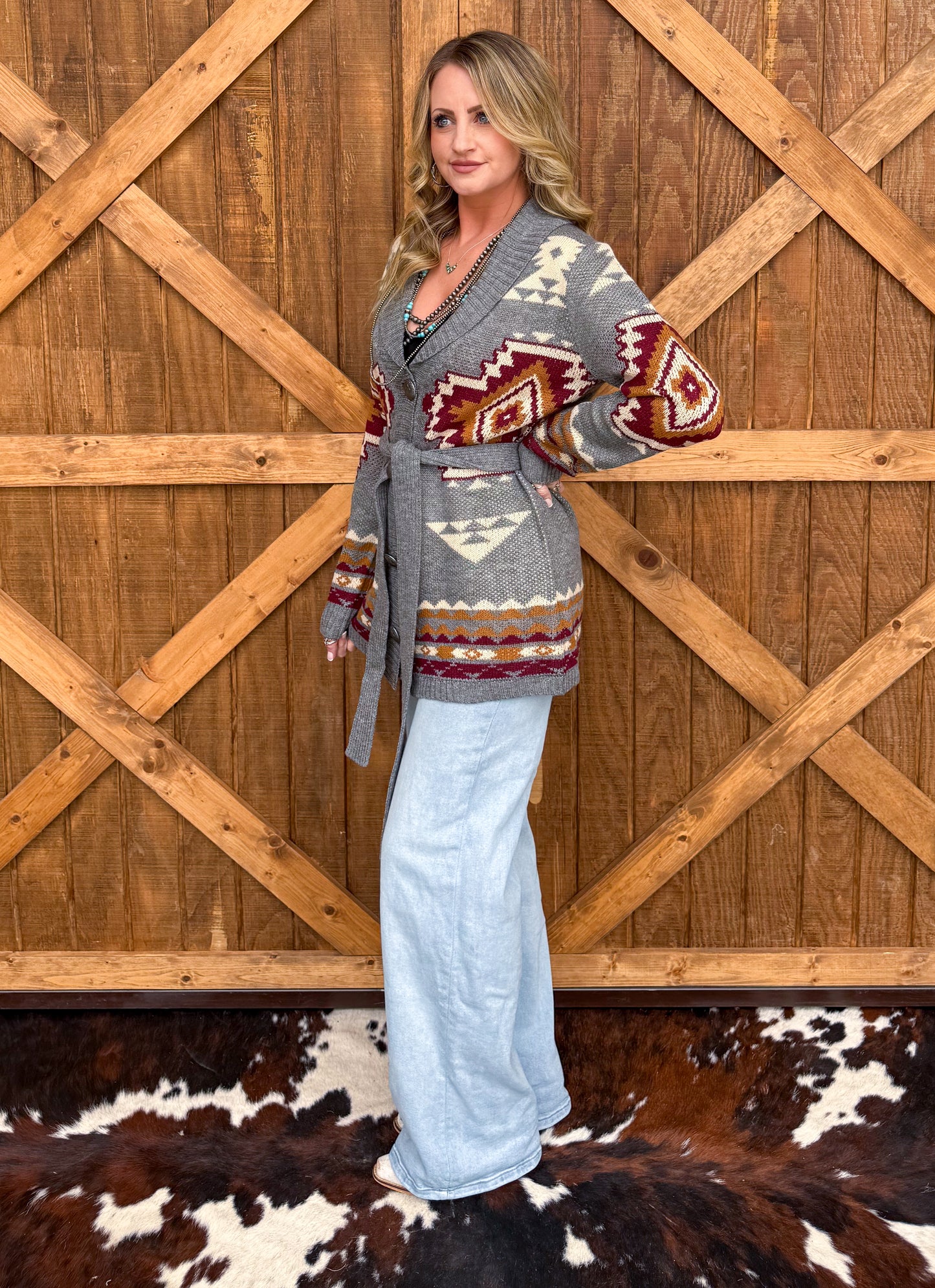 Aztec Mountain Belted Cardigan