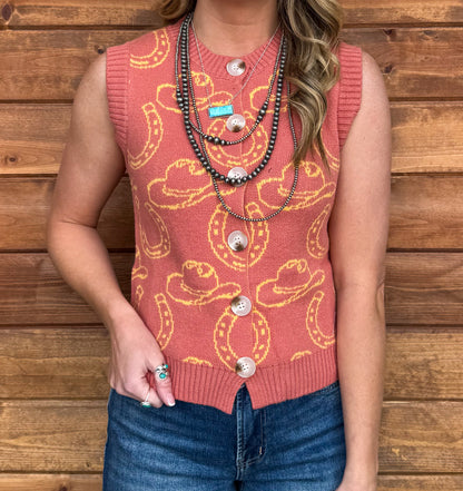 Hats & Horseshoes Sweater Vest