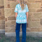 Turquoise Aztec Top