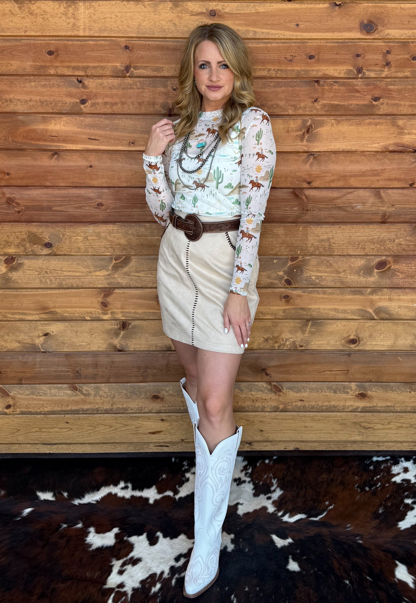 Western Stitch Suede Skort
