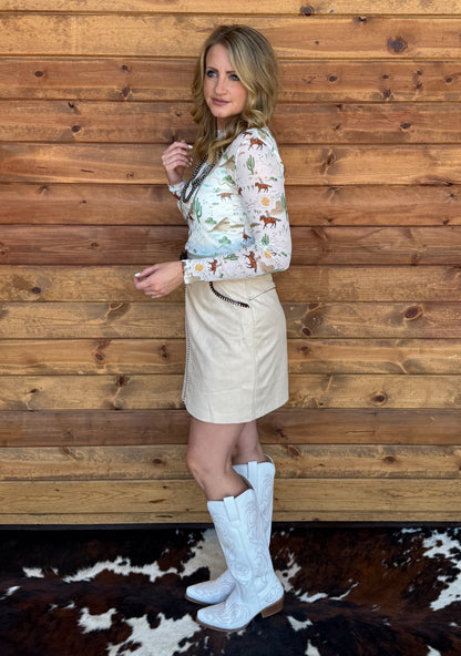 Western Stitch Suede Skort